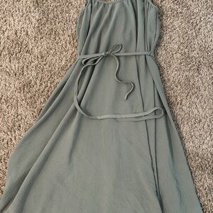 Green Sleeveless Scoop Neck Maxi Sundress